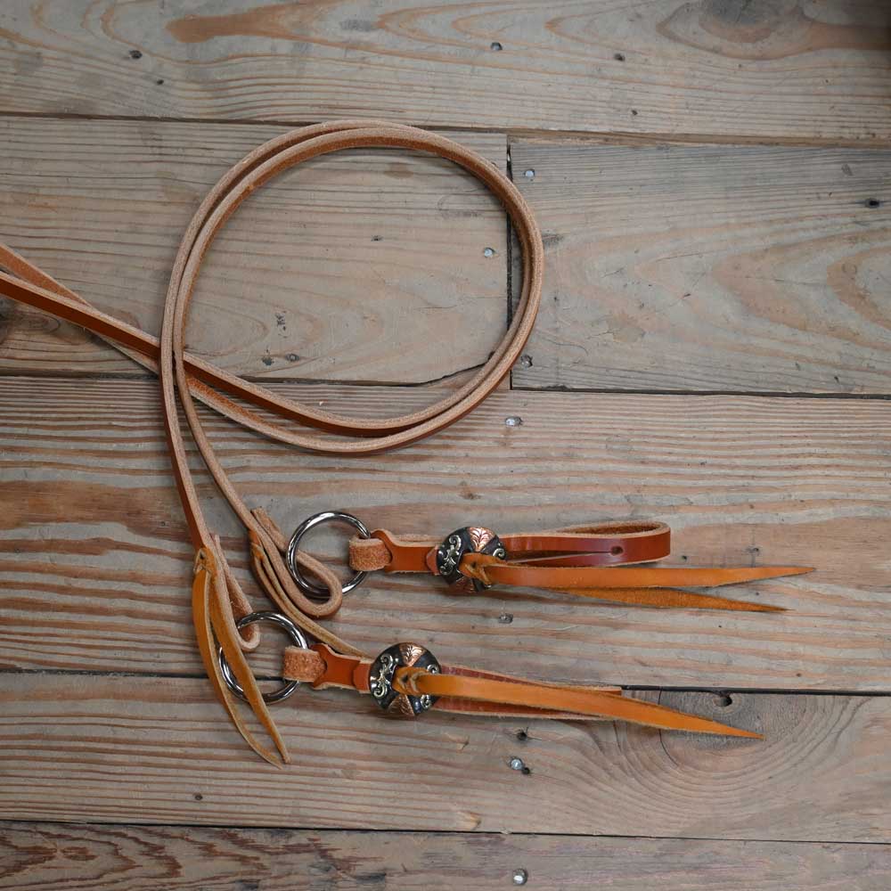 Joe Hipp 8ft. Roping Reins with Silver/Copper Conchos JHL007 Tack - Reins Joe Hipp   