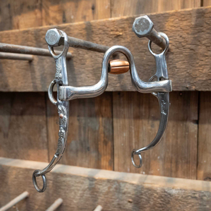 Cutrell Silver Mounted Solid Port Bit w/Copper Roller Tack - Bits Cutrell