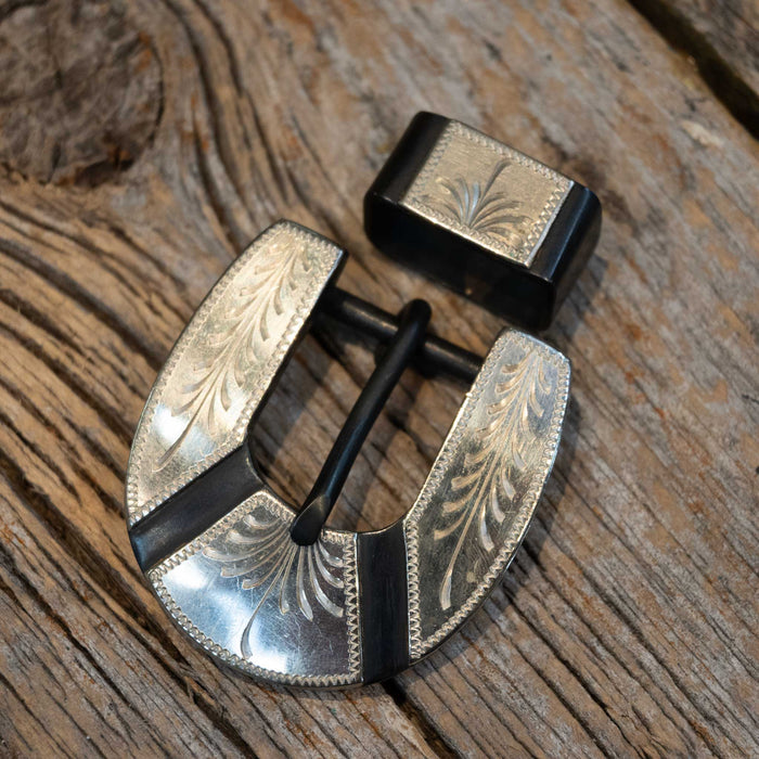 1" Stamped Case Edmonds Silver Mounted Headstall Buckle Tack - Conchos & Hardware Case Edmonds