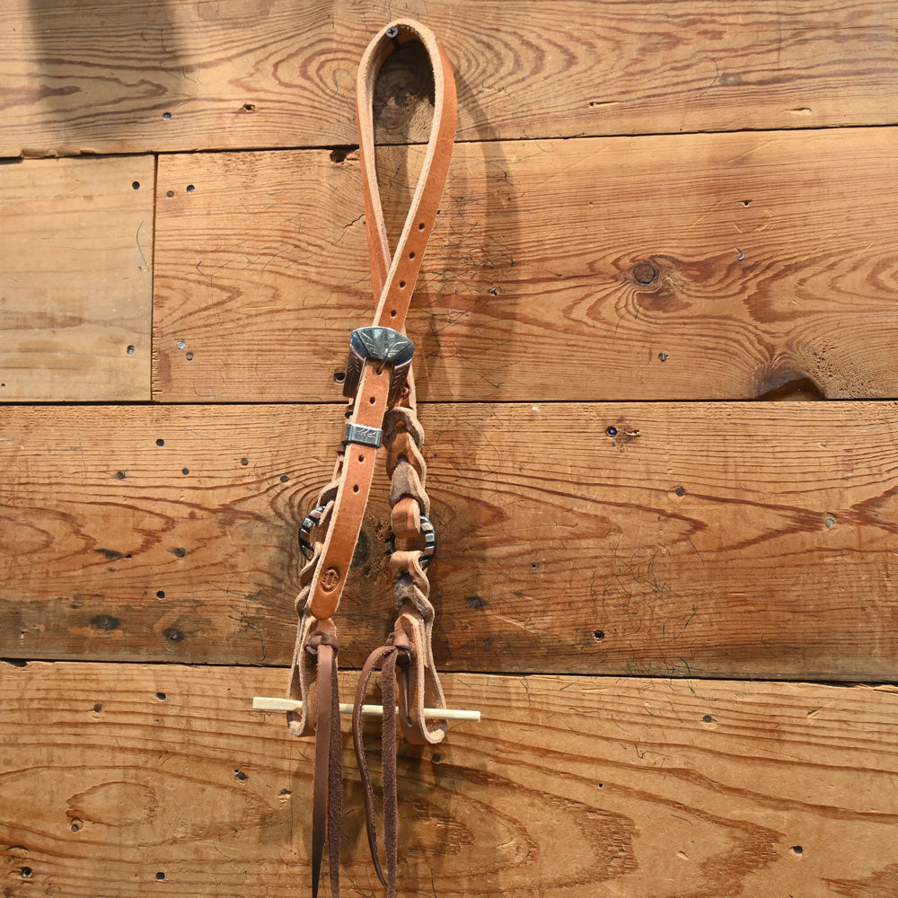 Joe Hipp Braided Leather Headstall with Cheek Ring and Headstall Buckle JHL039 Tack - Headstalls Joe Hipp