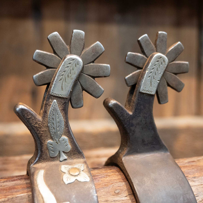 #544 Ron Tollison's Mounted Longhorn's & Flowers Spurs