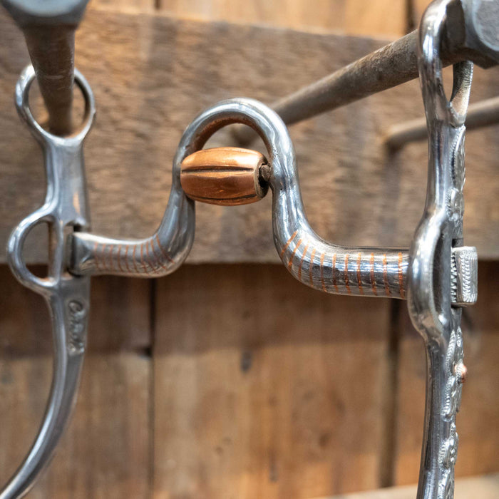 Cutrell Silver Mounted Solid Port Bit w/Copper Roller Tack - Bits Cutrell