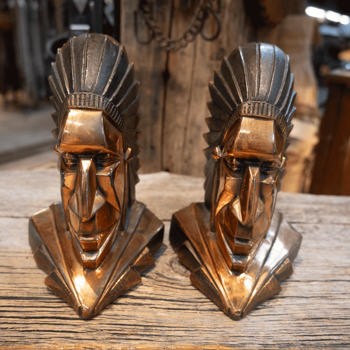 Fantastic Art Deco Native American Chief Bookends