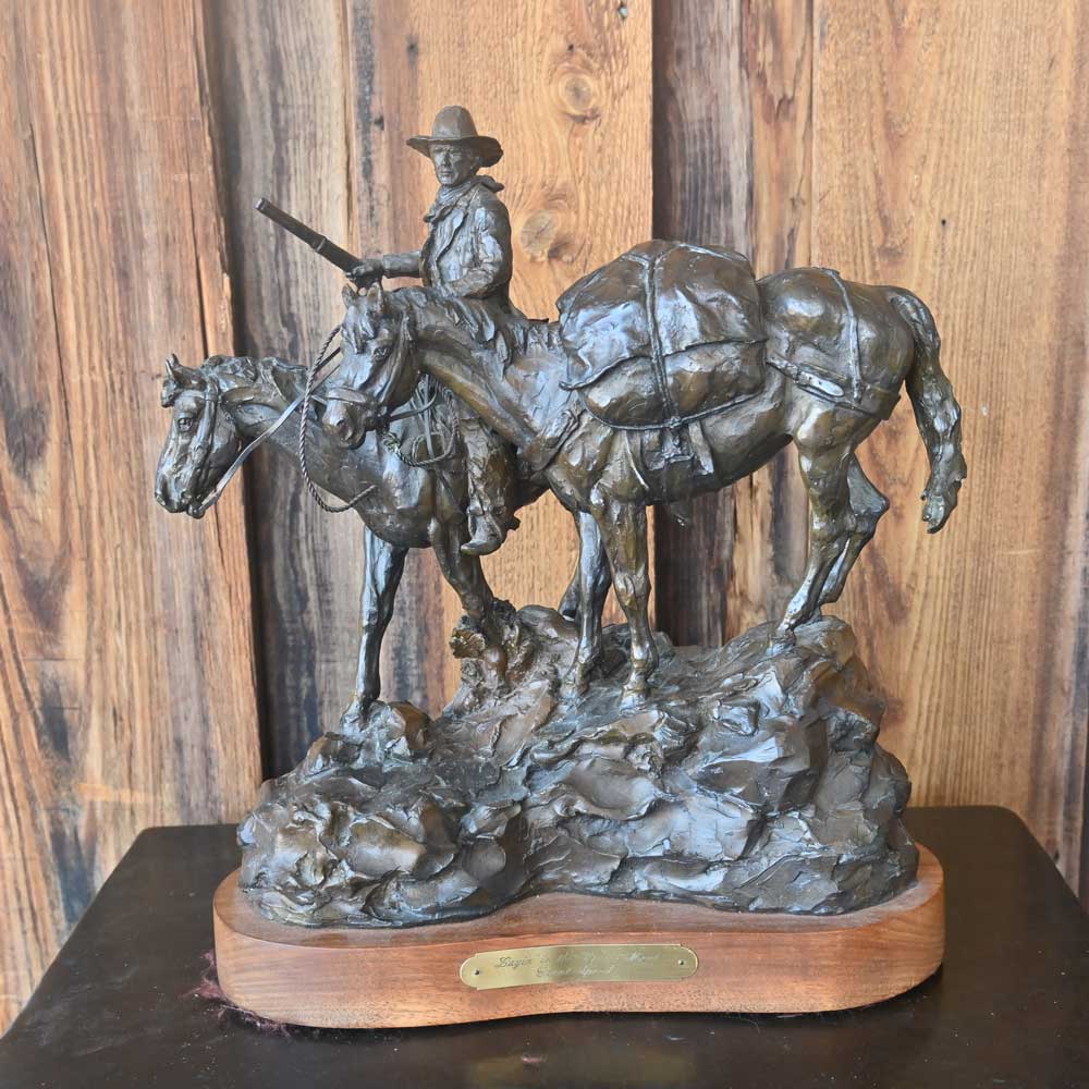 Packing Horse Bronze Sculpture "Layin in the Winter Meat" Created by Grant Speed _CA559 Collectibles Teskeys   