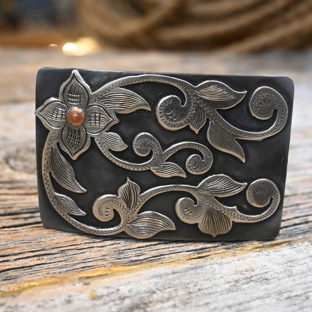 Turtle Jones - Silver Engraved Flower Buckle _CA1304 ACCESSORIES - Additional Accessories - Buckles Turle Jones