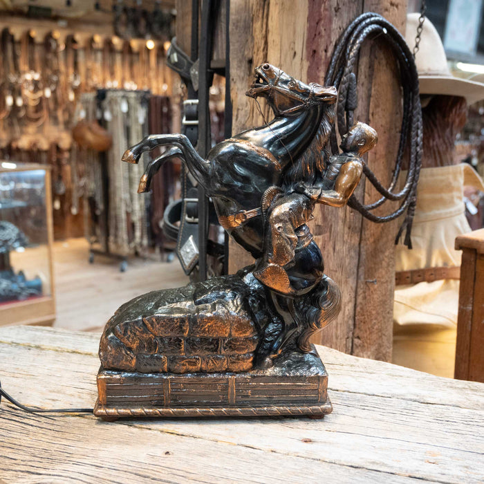 1940's 50's Rearing Horse Cowboy Clock Collectibles Teskey's