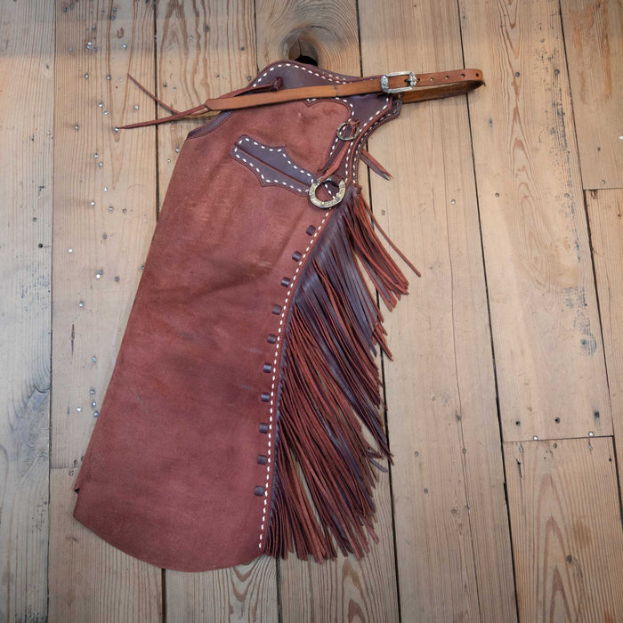 Used McCarty Roughout Stepthrough Chaps w/ B. Mauney Hardware Tack - Chaps & Chinks Mccarty Leather