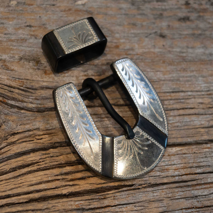 1" Stamped Case Edmonds Silver Mounted Headstall Buckle Tack - Conchos & Hardware Case Edmonds