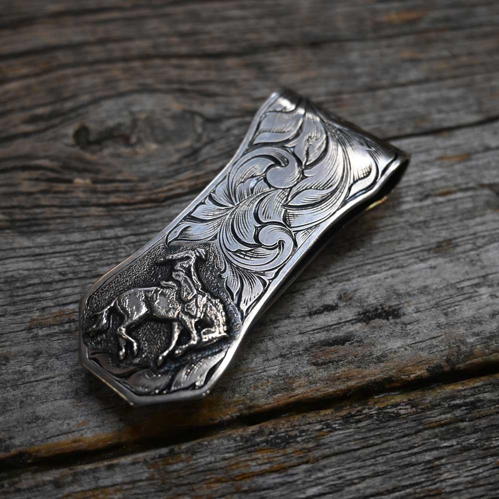 Handmade Silver engraved money clip by THIEL   _CA913 Collectibles THiel   