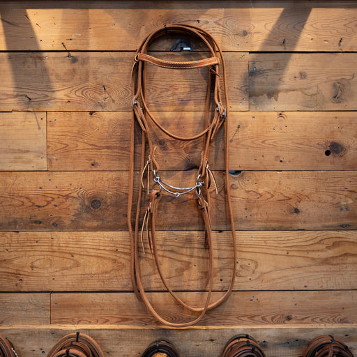 CHS Mormon Snaffle Bridle Rig Tack - Training Cow Horse Supply