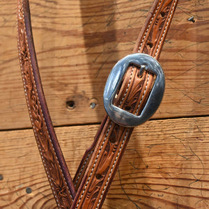 Handmade Tooled Split Ear Headstall by Ross Bullinger AAHT022 Tack - Headstalls Ross Bullinger