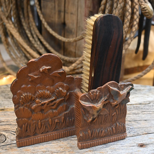 Vintage Engraved Wooden Brush Holder Collectibles Teskey's