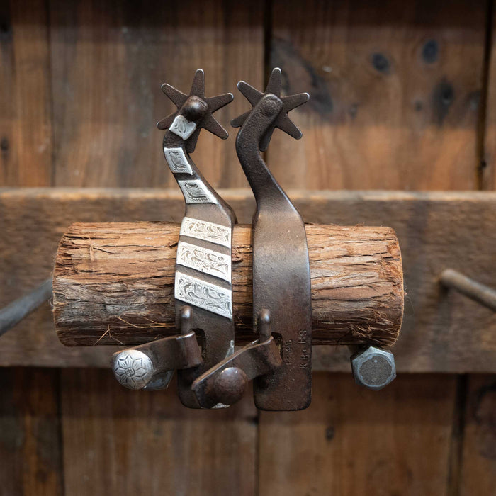Kurtis Rudelbach Silver Mounted 6pt. Spurs Tack - Spurs Kurtis Rudelbach
