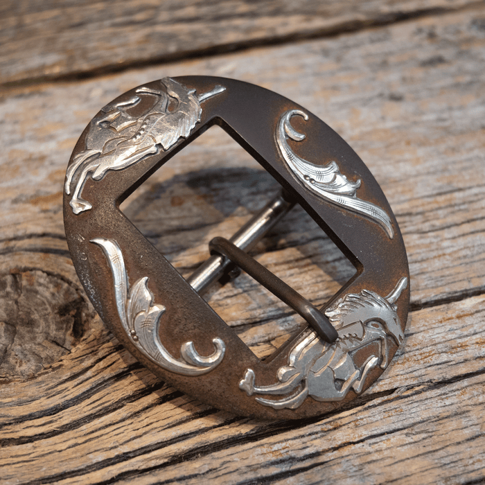 Handmade by CODY A.  Silver Mounted Belt Buckle
