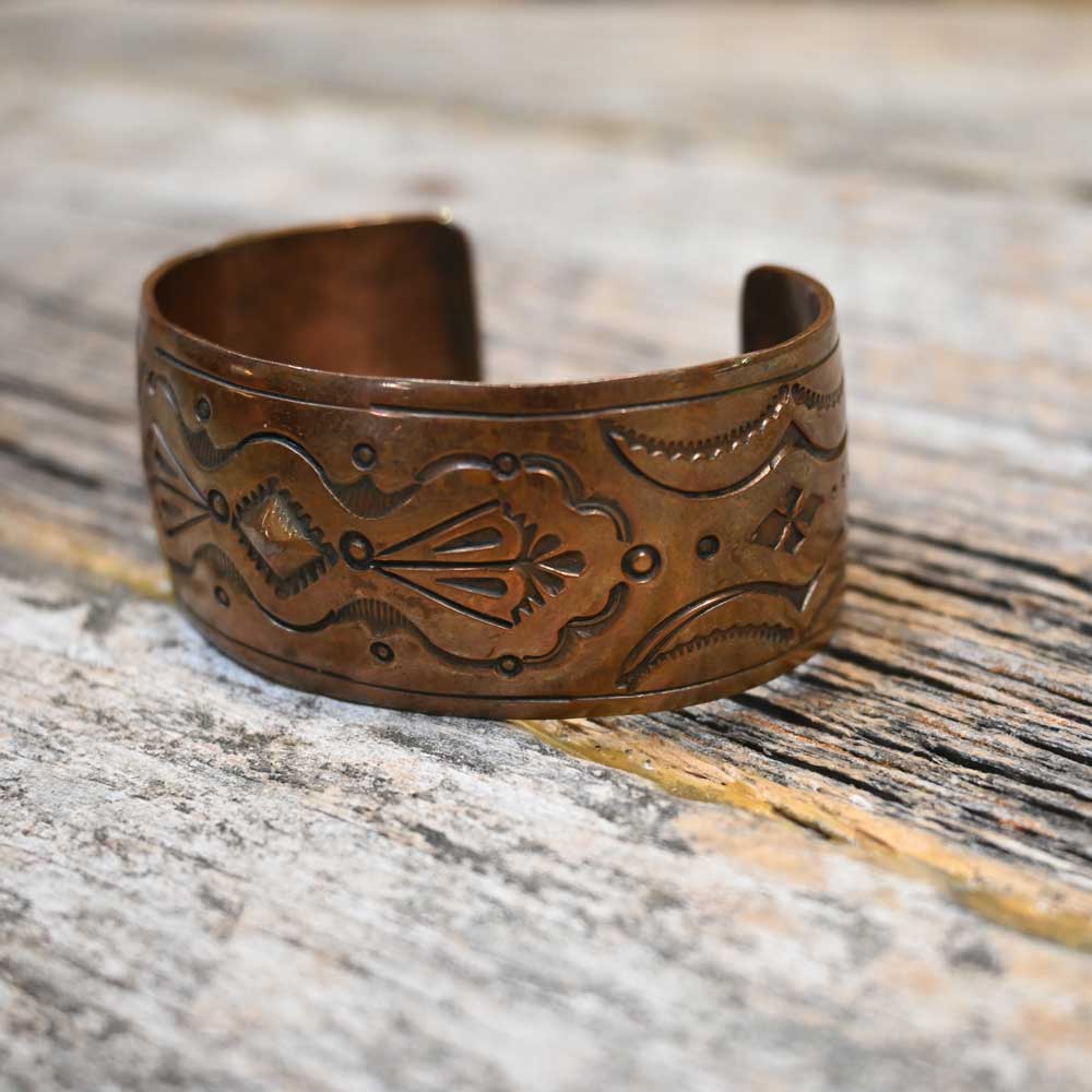 Vintage Copper Bracelet with Indian Design  _CA897