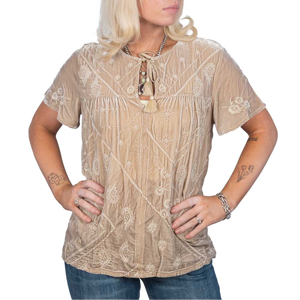 Johnny Was Devi Velvet Flutter Weekend Blouse WOMEN - Clothing - Tops - Short Sleeved Johnny Was Collection   
