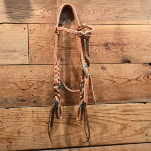 Joe Hipp Braided Leather Headstall with Cheek Ring and Headstall Buckle JHL040 Tack - Headstalls Joe Hipp