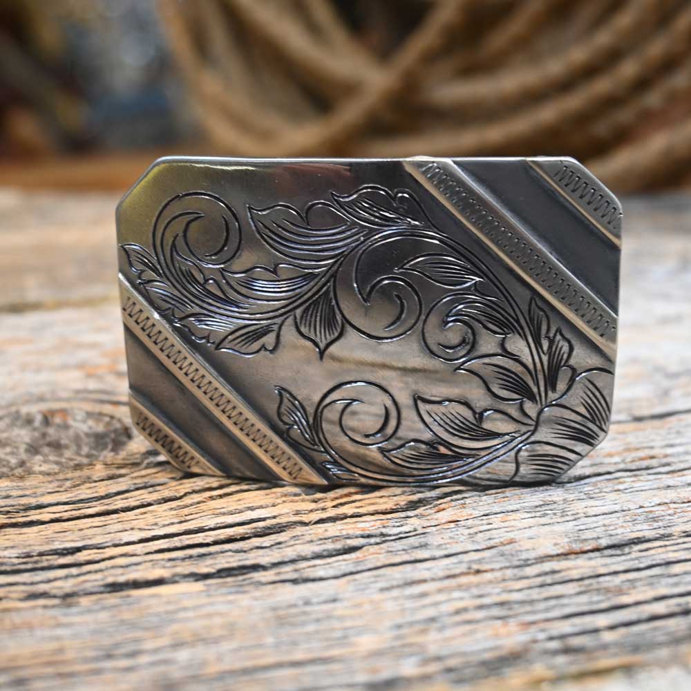 Turtle Jones - Silver Engraved Stripes Buckle _CA1305 ACCESSORIES - Additional Accessories - Buckles Turtle Jones