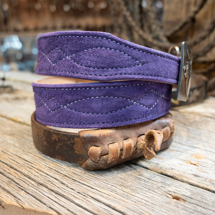 Purple Roughout Belt w/Gunslinger Stitch MEN - Accessories - Belts & Suspenders Teskey's