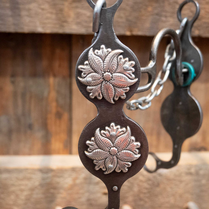 Petska Solid Port Silver Flower Conchos Bit