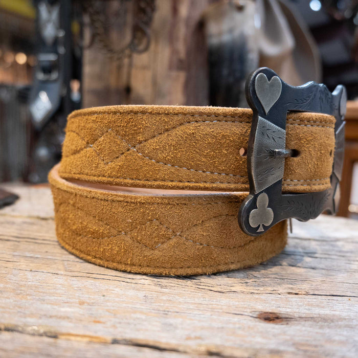 Handmade 1" Sunset Yellow Roughout Belt MEN - Accessories - Belts & Suspenders Yoder Leather Co. 34"