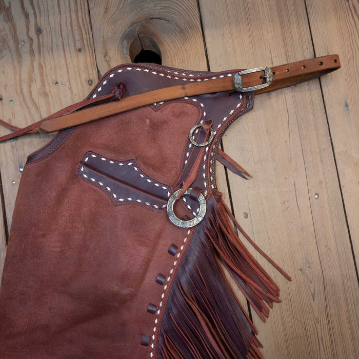 Used McCarty Roughout Stepthrough Chaps w/ B. Mauney Hardware Tack - Chaps & Chinks Mccarty Leather