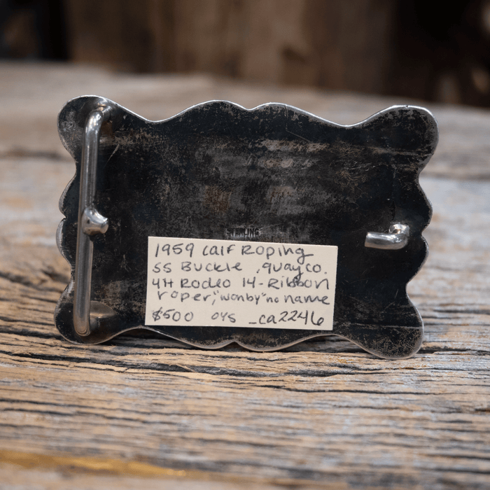 1950's Sterling Silver Calf Roper Trophy Belt Buckle