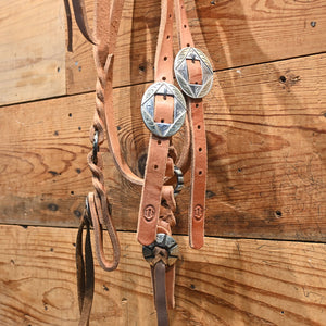 Joe Hipp Braided Leather Headstall with Cheek Ring and Headstall Buckle JHL040 Tack - Headstalls Joe Hipp