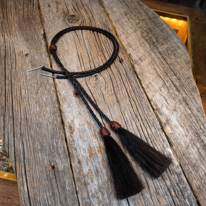 Handmade Braided Leather Black Stampede Strings HATS - HAT RESTORATION & ACCESSORIES Teskey's