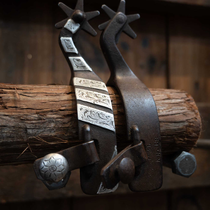Kurtis Rudelbach Silver Mounted 6pt. Spurs Tack - Spurs Kurtis Rudelbach