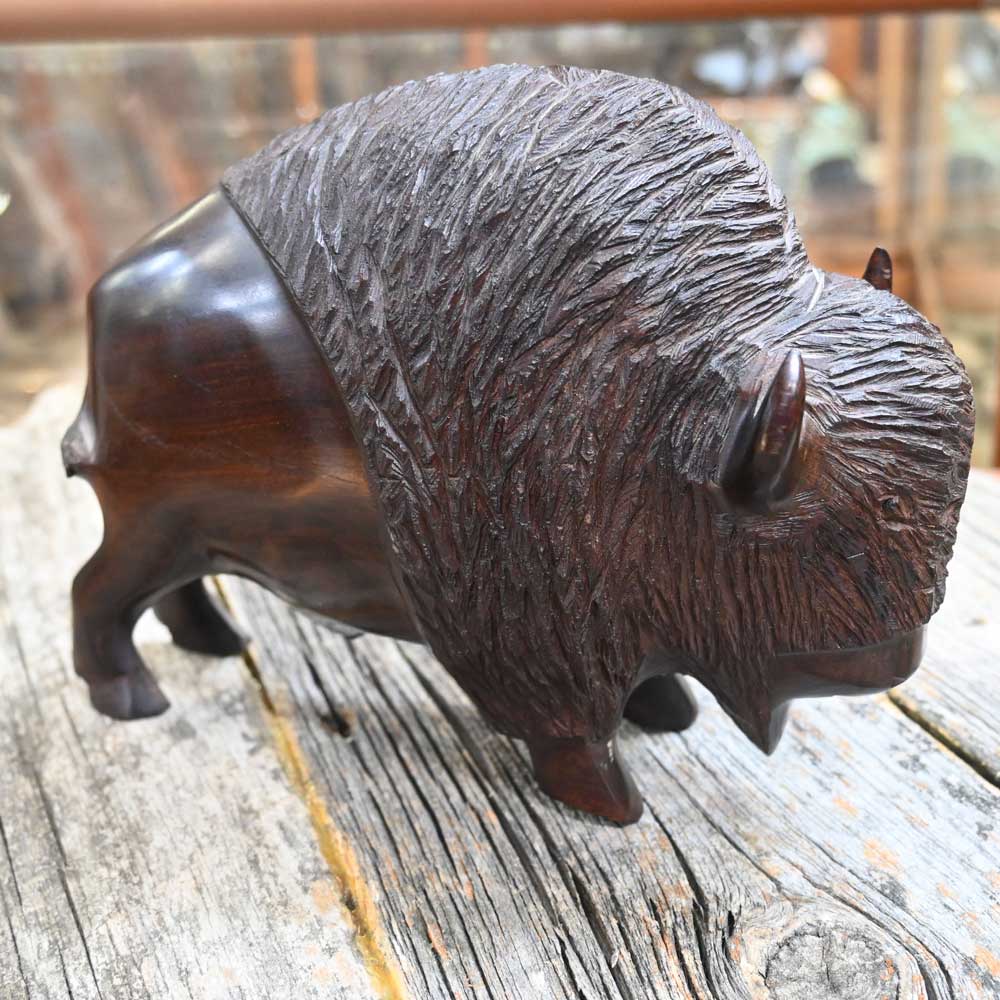 Wooden Sculpture - Handcrafted Ironwood Buffalo  _CA573 Collectibles Ironwood   
