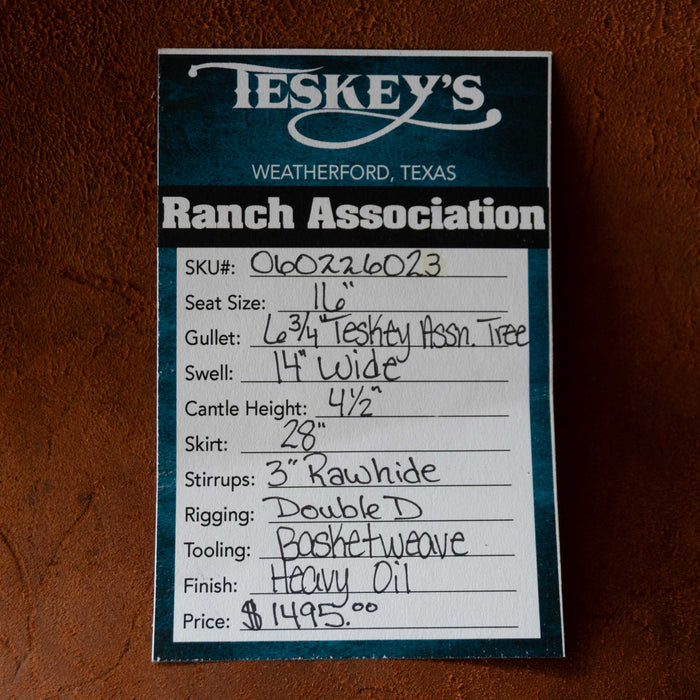 16" TESKEY'S RANCH ASSOCIATION SADDLE