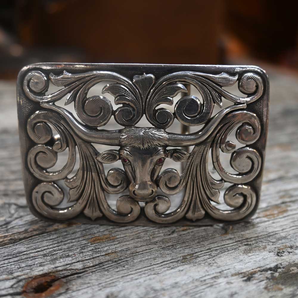 Handmade Silver engraved Troy West Belt Buckle  _CA914 ACCESSORIES - Additional Accessories - Buckles Troy West   