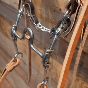 Cow Horse Supply Bridle Rig with Gag-Solid Port with Roller Bit CHS147 Tack - Training - Headgear Cow Horse Supply   