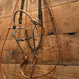 Bridle Rig -  Barrel Bit - Rope Nose Combo Gag 3 Piece Twisted Wire/Dogbone w SBR333 Sale Barn MISC   