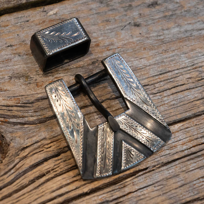 1" Stamped "CRE" Silver Mounted Headstall Buckle Tack - Conchos & Hardware CRE