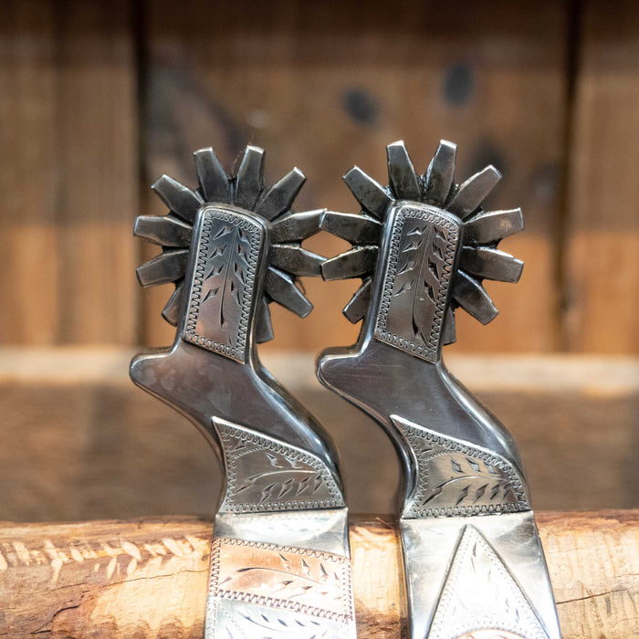Wayne Dollar Silver & Copper Mounted 10pt. Spurs