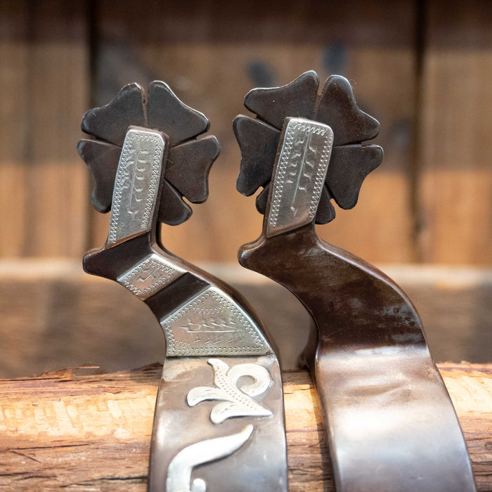 Jeff Payne Silver Mounted 5pt. Spurs