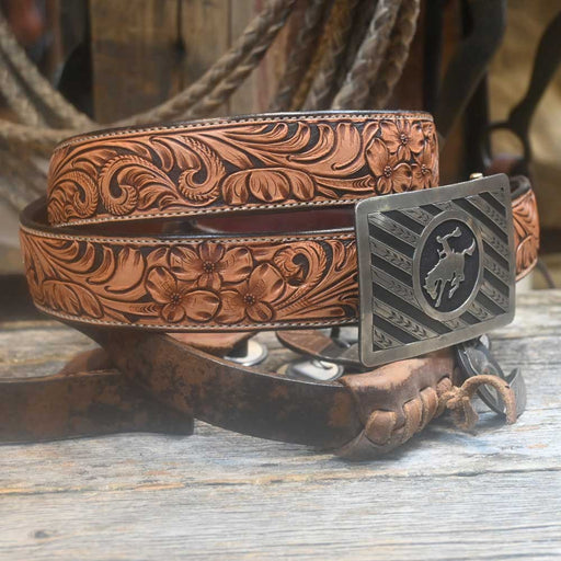 El Trebol 36" Fully Tooled Leather Belt MEN - Accessories - Belts & Suspenders El Trebol Custom Leather
