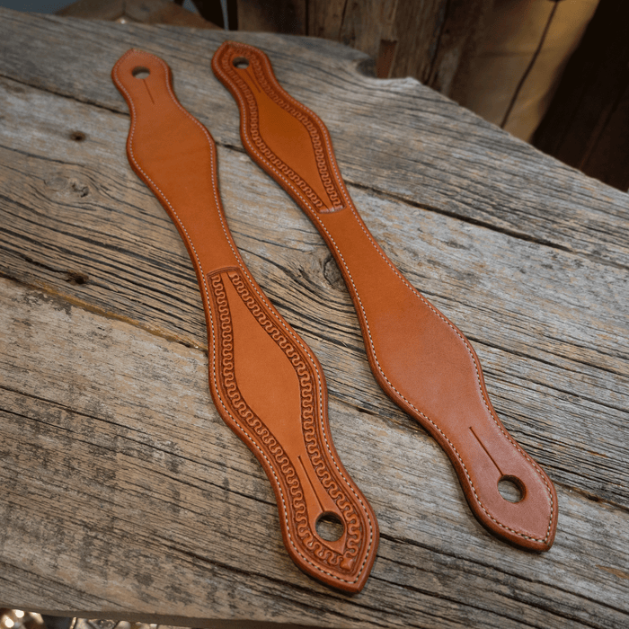 16" Buckaroo Slobber Straps with Running W Border Tooling