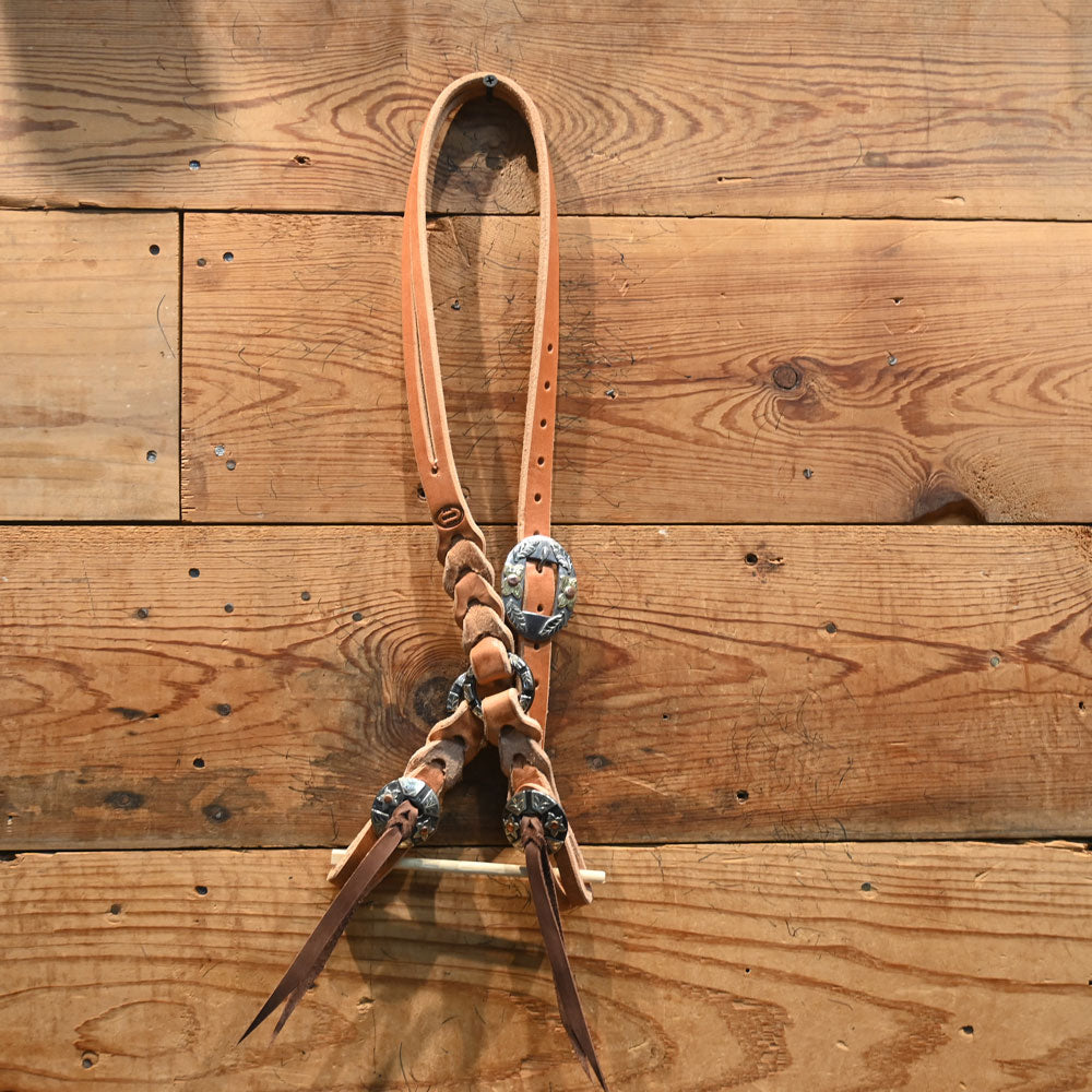 Joe Hipp Braided Leather Headstall with Cheek Ring and Headstall Buckle JHL041 Tack - Headstalls Joe Hipp