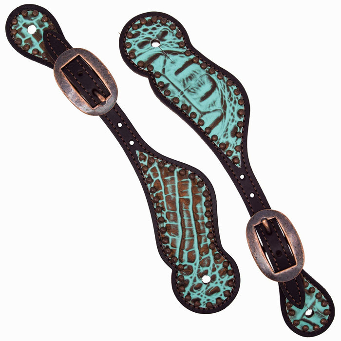 Weaver Turquoise Crocodile Spur Straps