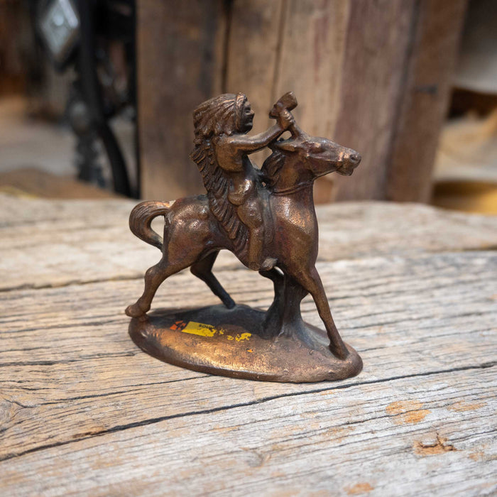 Vintage Cast Metal Tomahawk Indian Statue