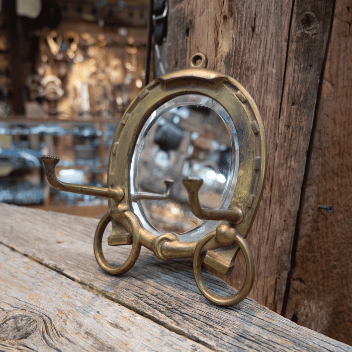 1900's Brass Tie Rack with Hand cut Beveled Mirror