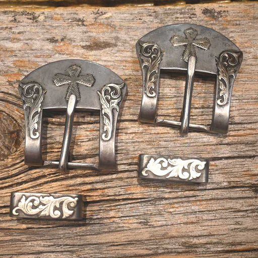 Kerry Kelley 1" Silver Mounted Headstall Buckle Set Tack - Conchos & Hardware Kerry Kelley