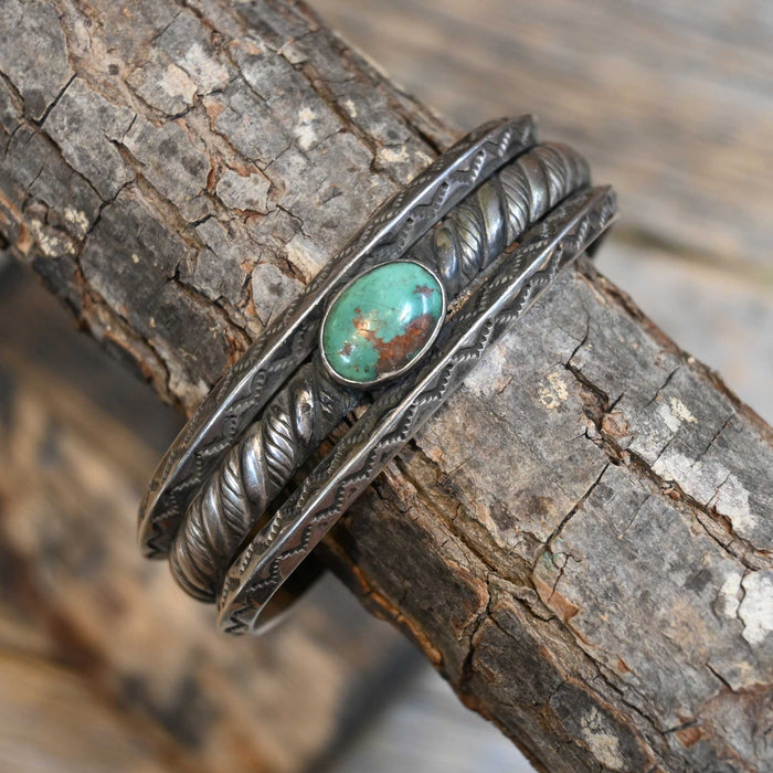 Vintage Sterling Silver Cuff with one Turqouise Stone