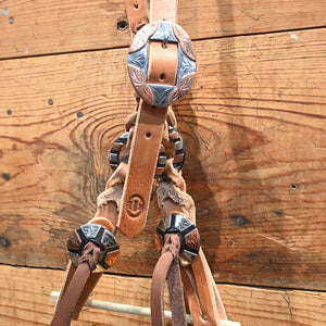 Joe Hipp Braided Leather Headstall with Cheek Ring and Headstall Buckle JHL042 Tack - Headstalls Joe Hipp