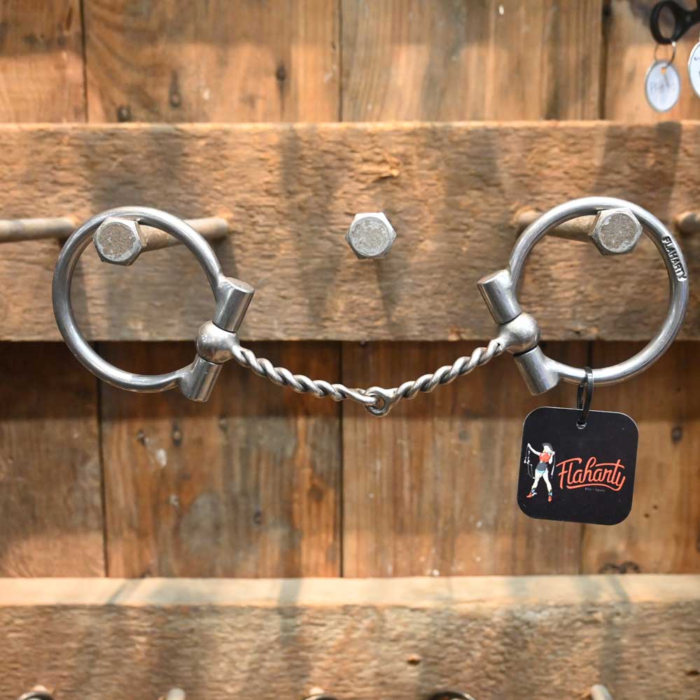 Flaharty - D-Ring - 2 Piece Twisted Wire Snaffle Bit FH746 Tack - Bits Flaharty