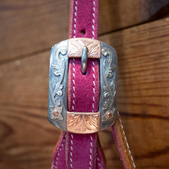 Pink Roughout 3/4" Split Ear Headstall - Select Buckle