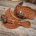 Floral Tooled Spur Straps w/ Marion Buckles Tack - Spur Straps Marion